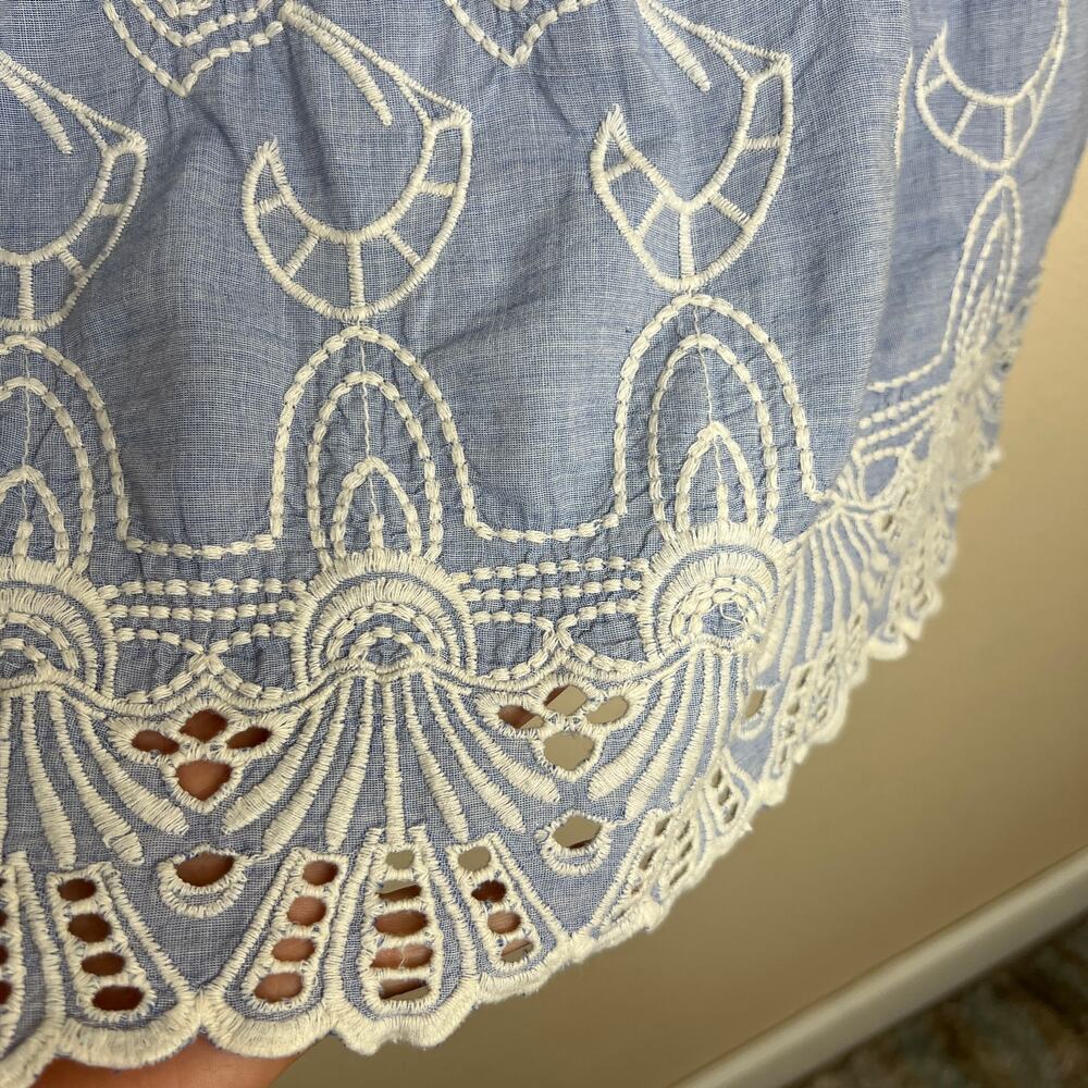 Talbots Light Blue Off Shoulder Embroidered Eyelet Top Medium - Picture 5 of 9